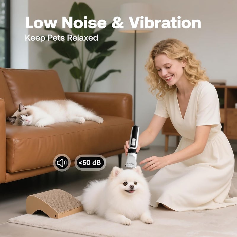 HEAPETS Dog Grooming Clippers, Low Noise, Electric Quiet, Adjustable Clipper Comb, Rechargeable Cordless Dog Hair Clippers for Dogs Cats Pets, White - Image 4